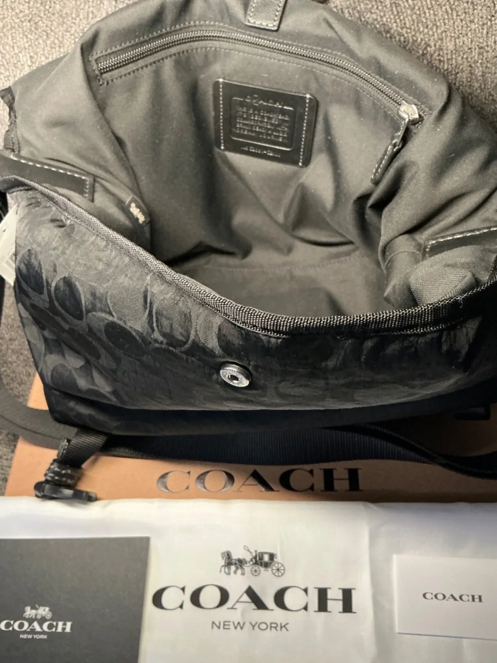Coach Brain Dead Lane Messenger In Signature Nylon With Patches